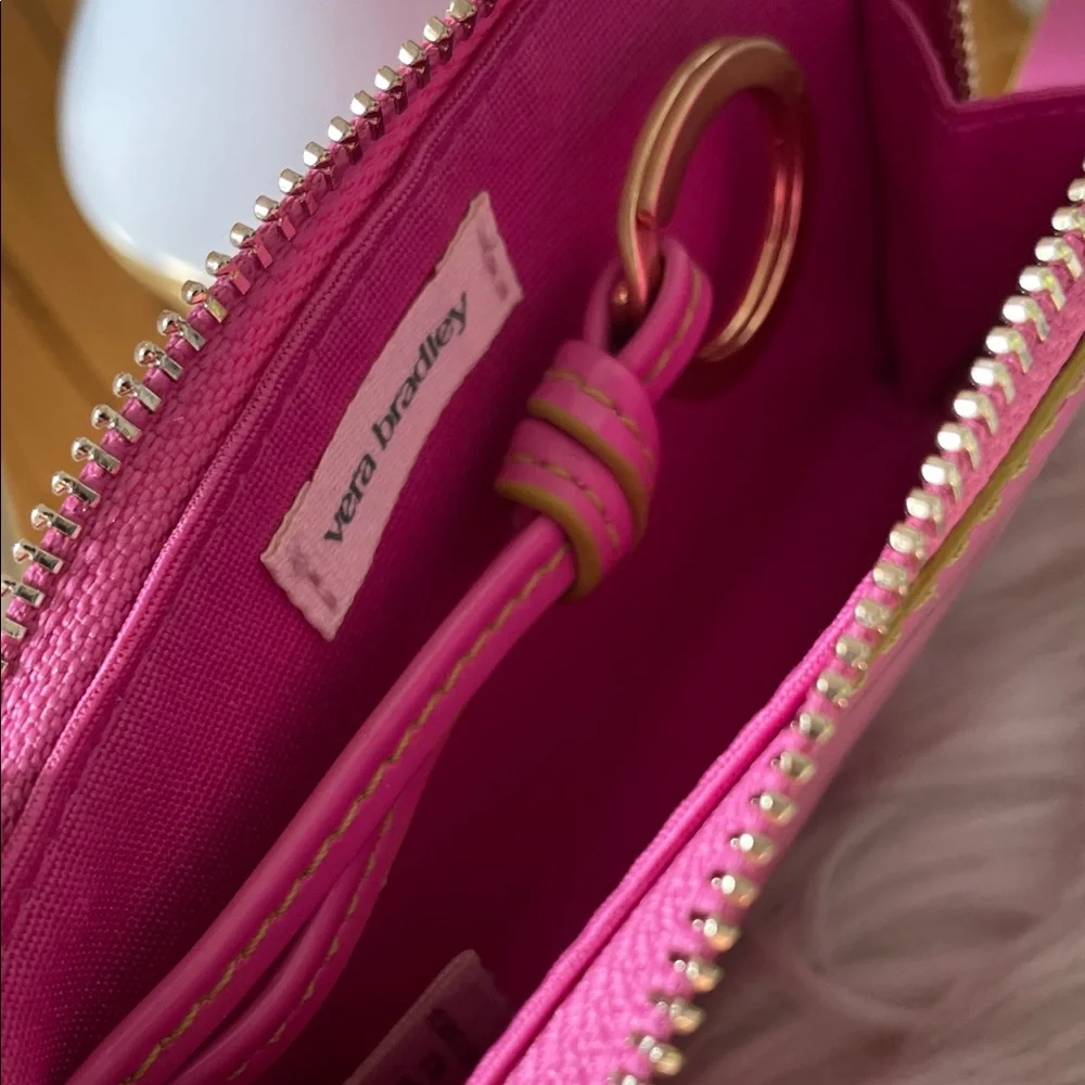 Vera Bradley Barbie Pink Patent Zip Card Wallet with Gold Trim & Key Holder - Picture 7 of 9